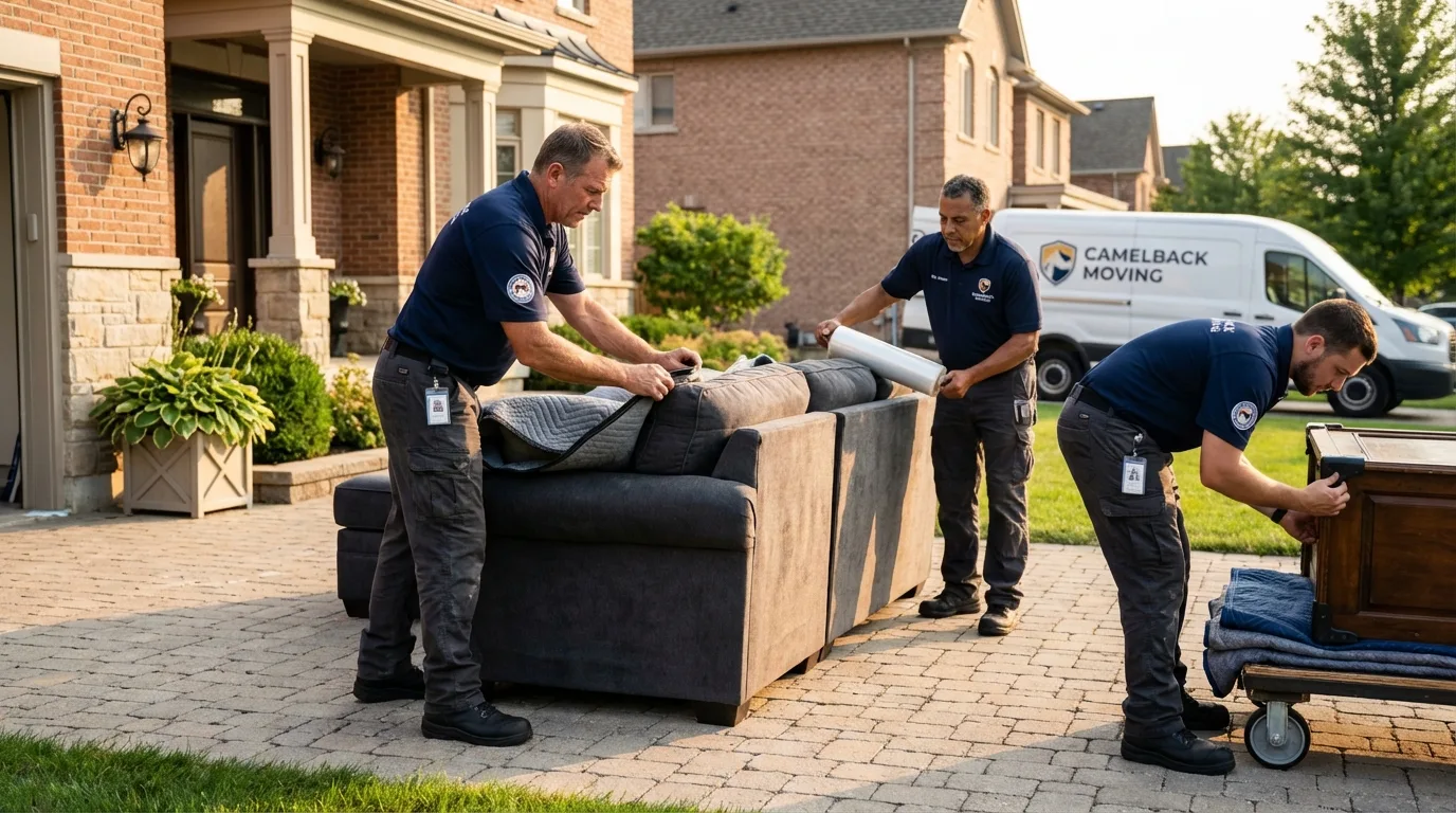 Large estate moving crew wrapping furniture in Bolivar, NY